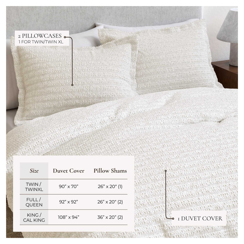 greatbayhome Duvet 100% Cotton Waffle Weave Duvet Set - Mattea Collection 100% Cotton Waffle Weave Duvet Set | Mattea Collection by Great Bay Home