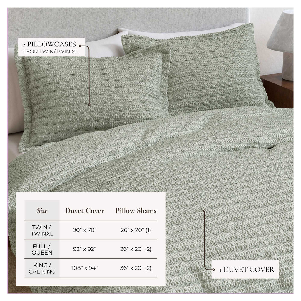 greatbayhome Duvet 100% Cotton Waffle Weave Duvet Set - Mattea Collection 100% Cotton Waffle Weave Duvet Set | Mattea Collection by Great Bay Home