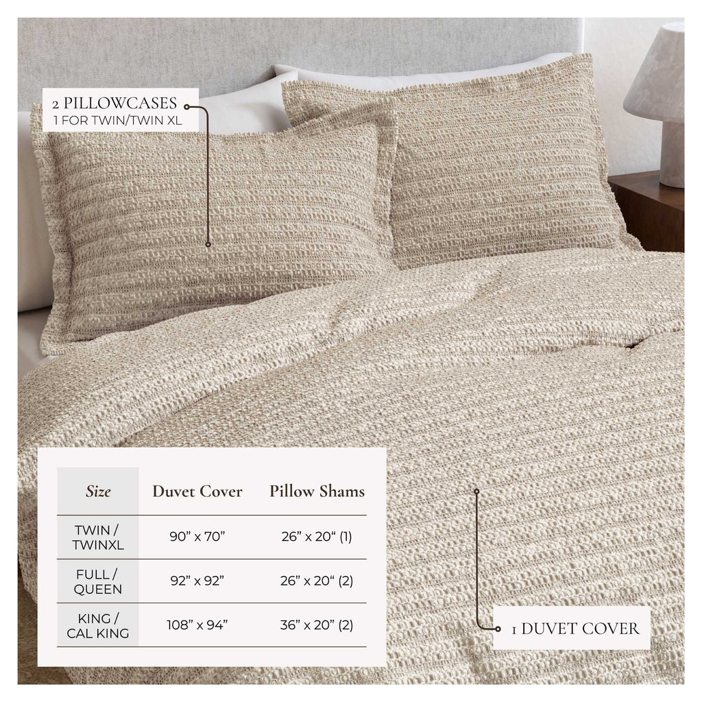 greatbayhome Duvet 100% Cotton Waffle Weave Duvet Set - Mattea Collection 100% Cotton Waffle Weave Duvet Set | Mattea Collection by Great Bay Home