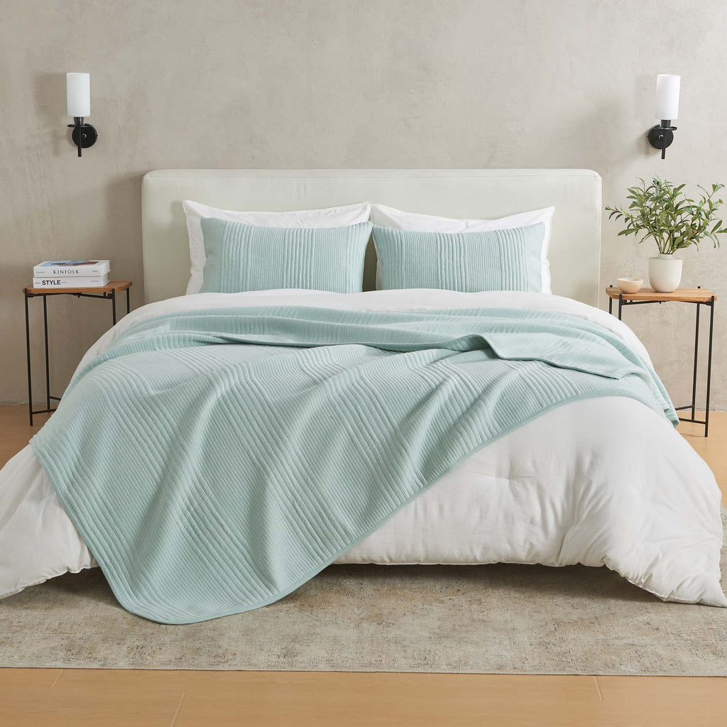 greatbayhome Quilts & Comforters King / Heathered Seaglass 3 Piece Jersey Knit Quilt Set - Natalie Collection Jersey Knit Heathered Quilt Set | Natalie Collection by Great Bay Home