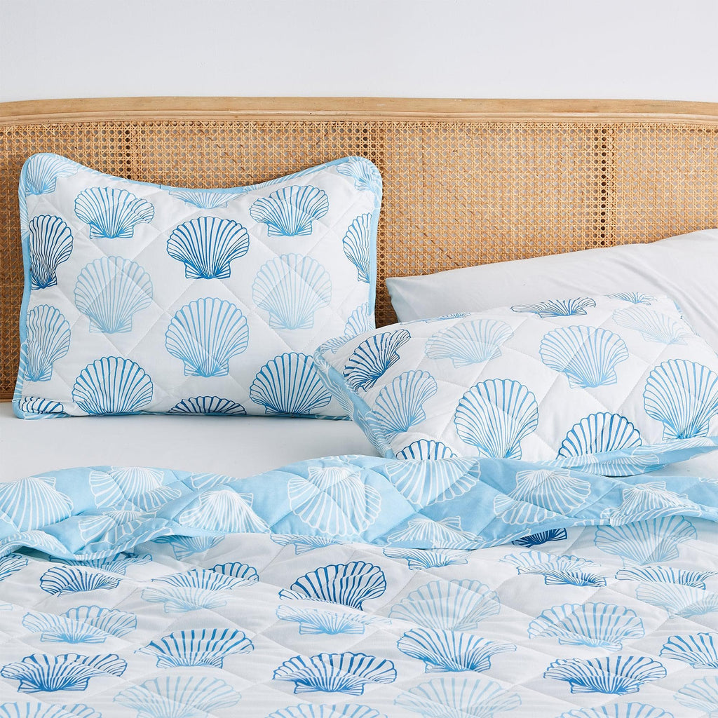 greatbayhome Quilts & Comforters Coastal Blue Seashell Quilt Set | Cersi Collection by Great Bay Home Coastal Blue Seashell Quilt Set | Cersi Collection by Great Bay Home
