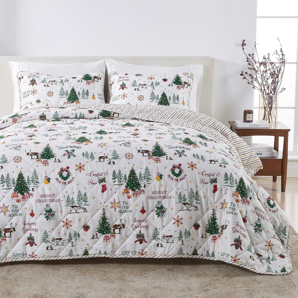 greatbayhome Quilts & Comforters Twin / Twin XL / Jolly Spirit Colorful Holiday Quilt Set - Midnight Magic Collection Colorful Holiday Quilt Set | Midnight Magic Collection by Great Bay Home