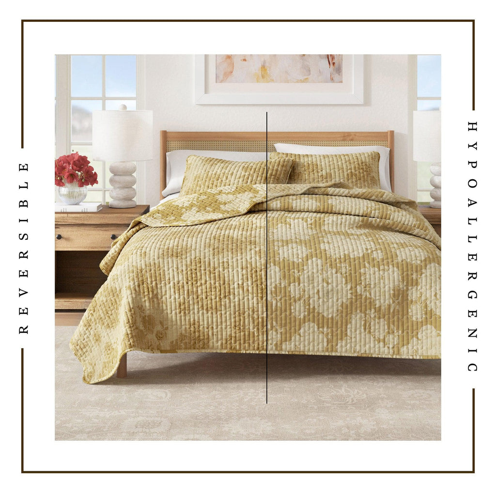 greatbayhome Quilts & Comforters Floral Printed Cotton Quilt Set - Corin Collection Vintage Floral Cotton Quilt Set | Corin Collection by Great Bay Home