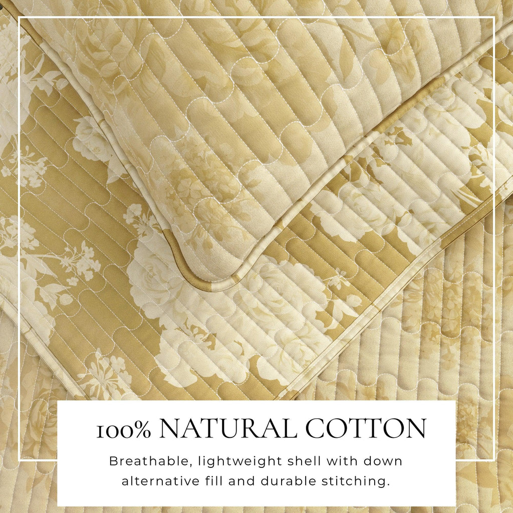 greatbayhome Quilts & Comforters Floral Printed Cotton Quilt Set - Corin Collection Vintage Floral Cotton Quilt Set | Corin Collection by Great Bay Home