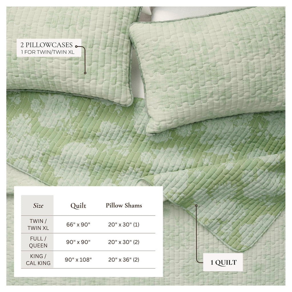 greatbayhome Quilts & Comforters Floral Printed Cotton Quilt Set - Corin Collection Vintage Floral Cotton Quilt Set | Corin Collection by Great Bay Home