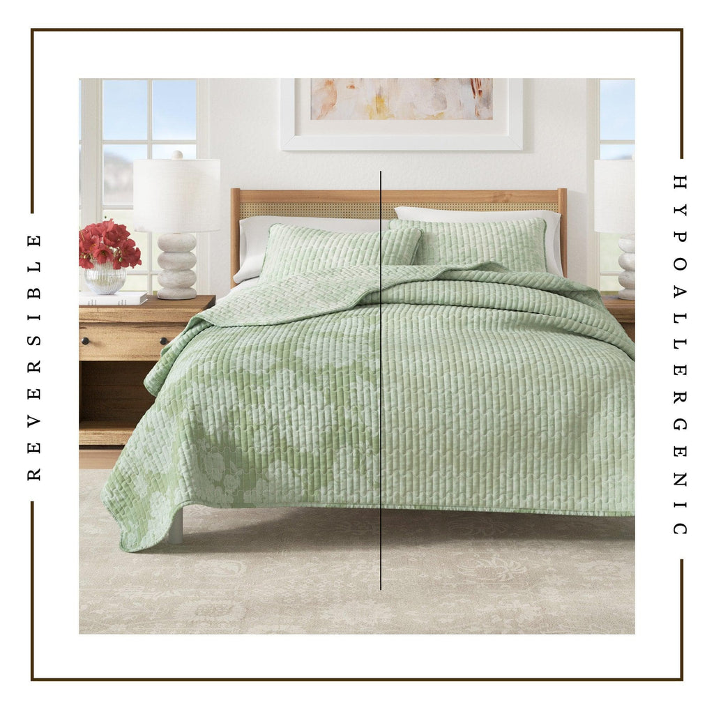 greatbayhome Quilts & Comforters Floral Printed Cotton Quilt Set - Corin Collection Vintage Floral Cotton Quilt Set | Corin Collection by Great Bay Home