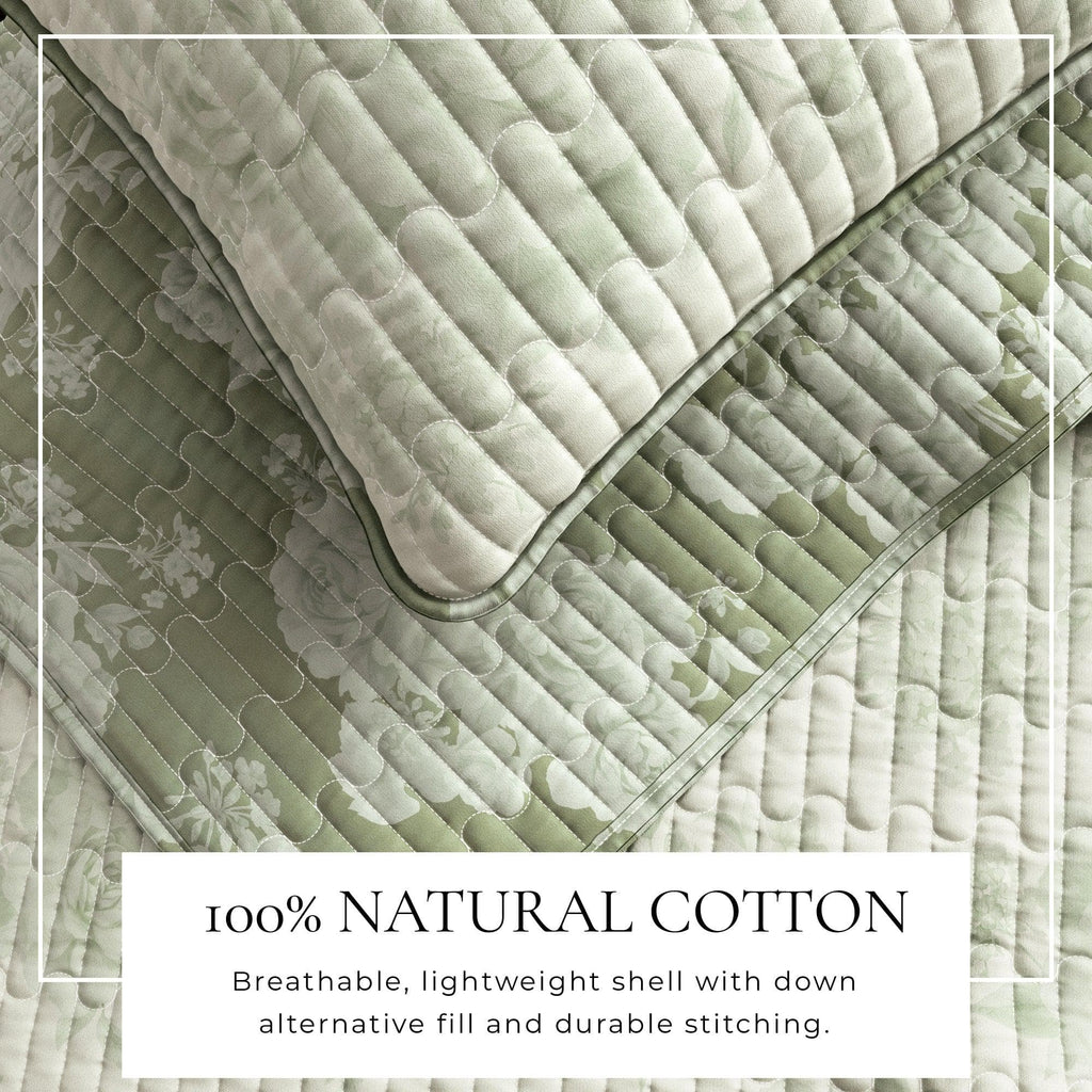 greatbayhome Quilts & Comforters Floral Printed Cotton Quilt Set - Corin Collection Vintage Floral Cotton Quilt Set | Corin Collection by Great Bay Home