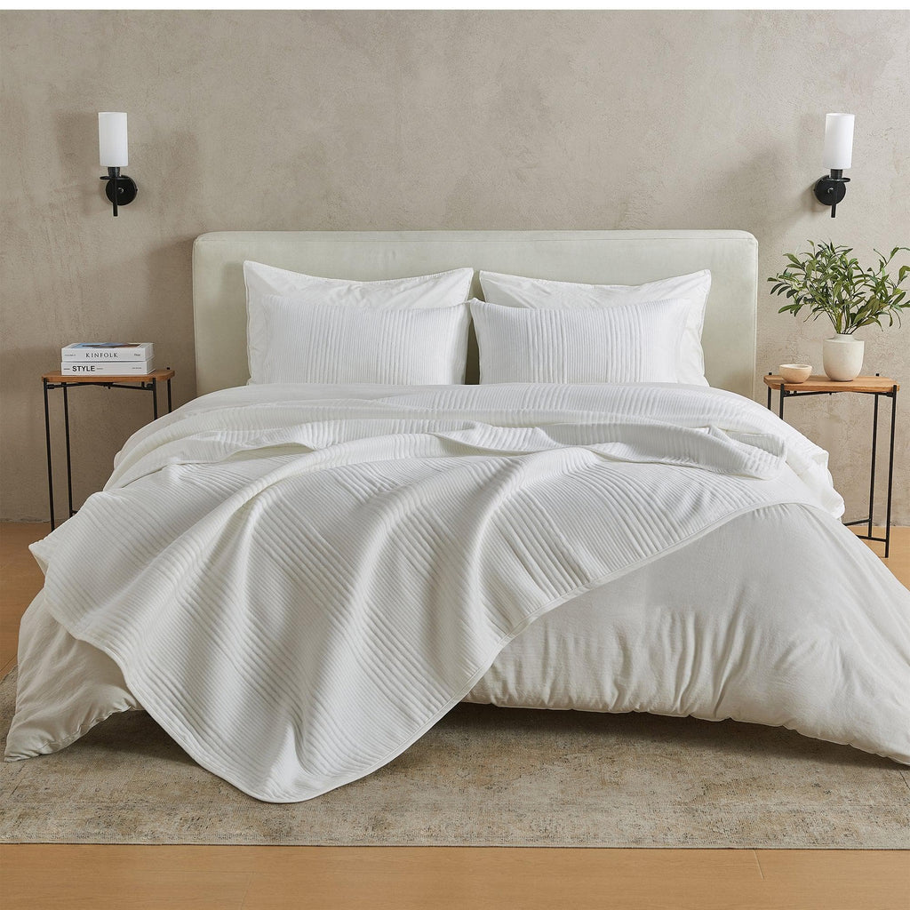 greatbayhome Quilts & Comforters King / White Jersey Knit Heathered Quilt Set | Natalie Collection by Great Bay Home Jersey Knit Heathered Quilt Set | Natalie Collection by Great Bay Home