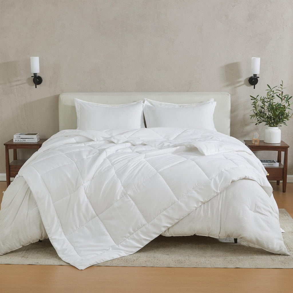 greatbayhome Quilts & Comforters King / California King / White Solid Reversible Comforter Set - Odette Collection Reversible Comforter Set | Odette Collection by Great Bay Home