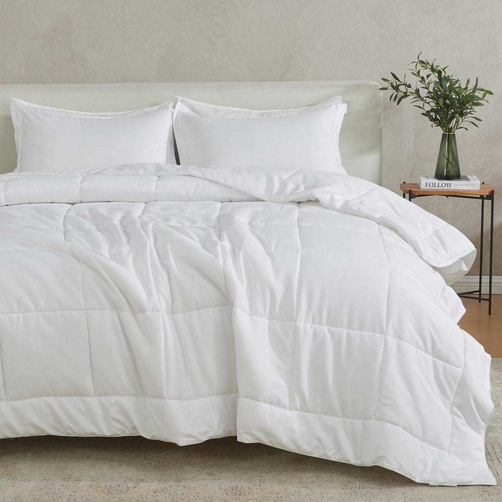 greatbayhome Quilts & Comforters King / California King / White Solid Reversible Comforter Set - Odette Collection Reversible Comforter Set | Odette Collection by Great Bay Home