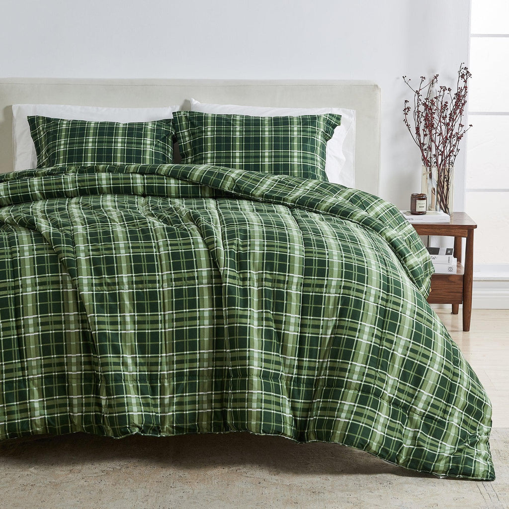 greatbayhome Quilts & Comforters Twin / Twin XL / Forest Green Plaid Reversible Winter Comforter Set - Odette Collection Reversible Winter-Printed Comforter Set | Odette Collection by Great Bay Home