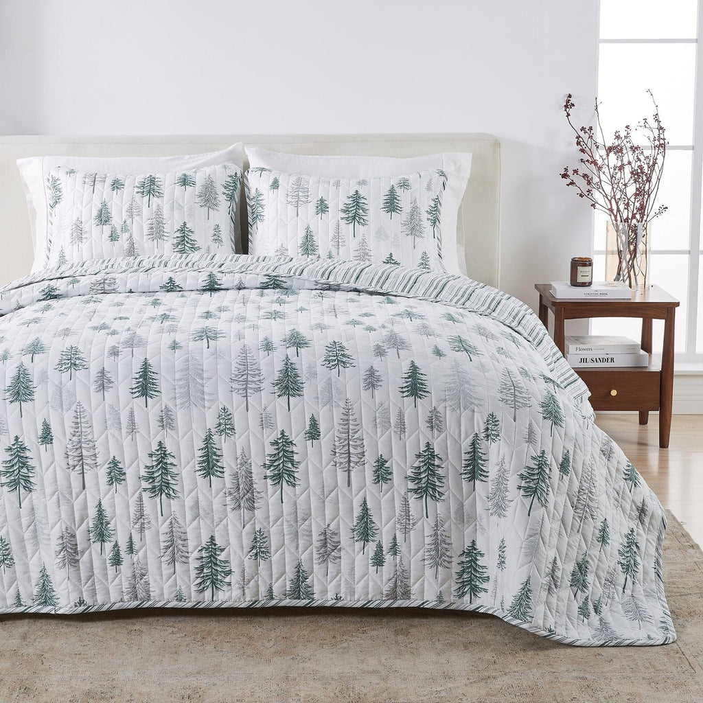 greatbayhome Quilts & Comforters Twin / Twin XL / Grey / Green Rustic Landscape Quilt Set - Matthew Collection Rustic Landscape Quilt Set | Matthew Collection by Great Bay Home