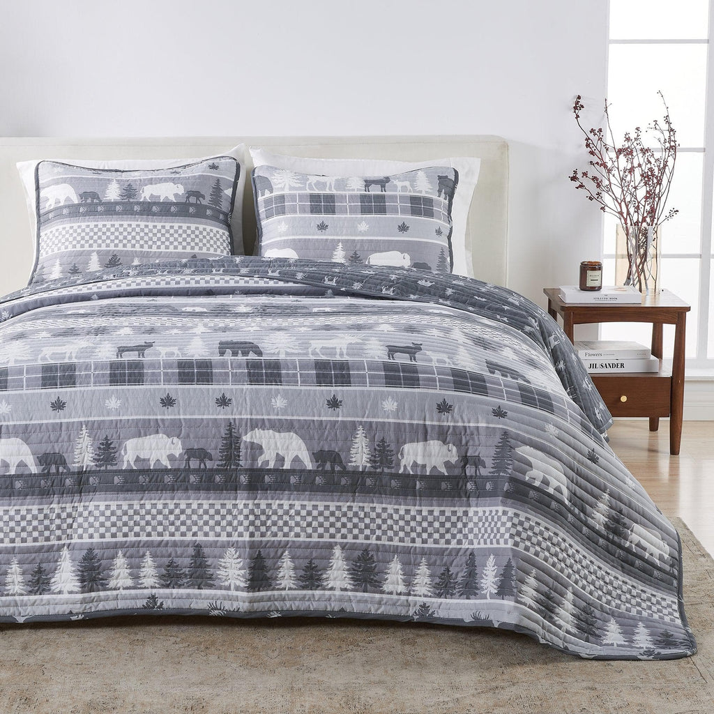 greatbayhome Quilts & Comforters Twin / Twin XL / Rustic Landscape Grey Rustic Landscape Quilt Set - Matthew Collection Rustic Landscape Quilt Set | Matthew Collection by Great Bay Home