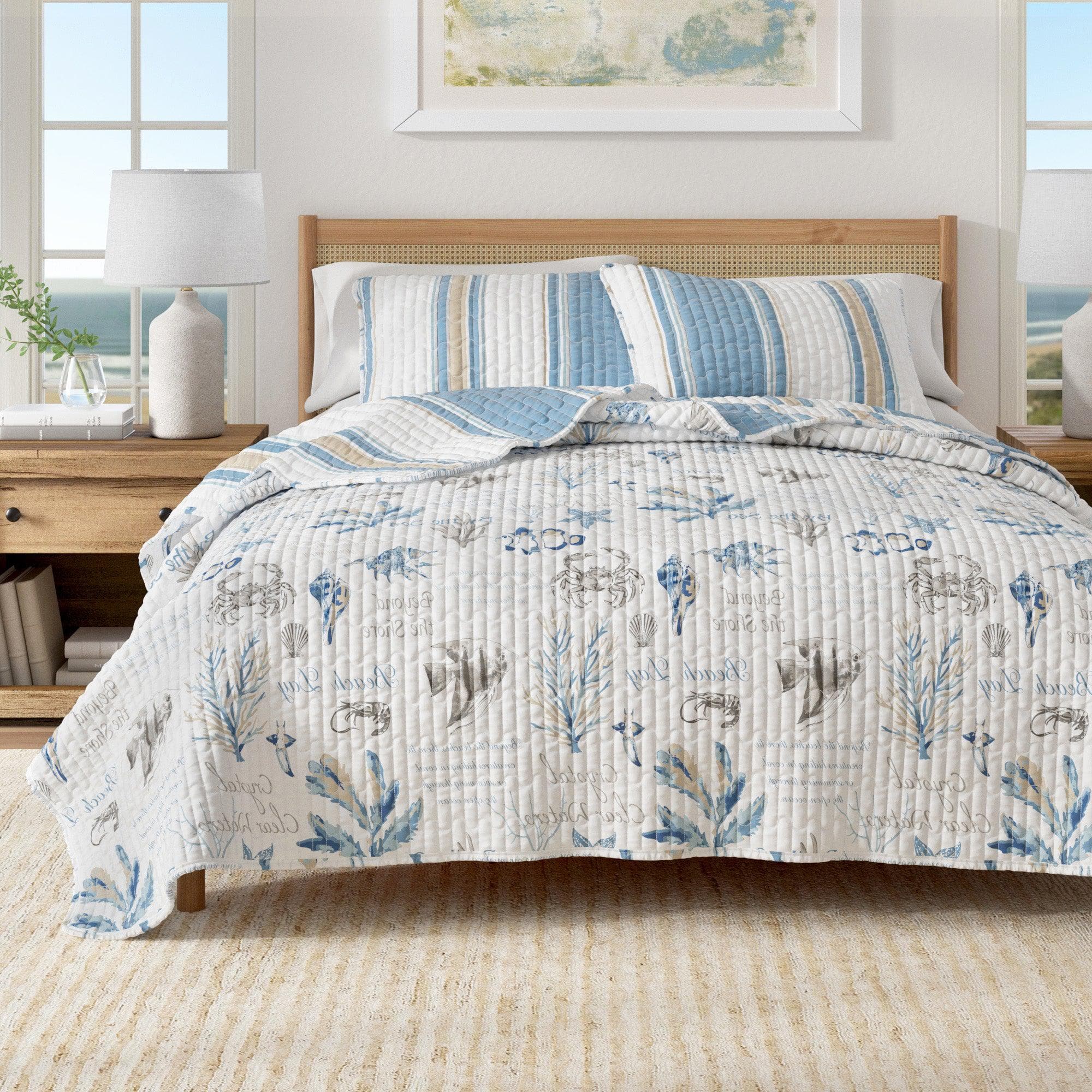 Great Bay Home Set di biancheria da letto con motivo marittimo, 2 pezzi, per letto singolo/matrimoniale, taglia XL, leggero, per tutte le stagioni, reversibile (cavalluccio marino e conchiglie Great Bay Home Set di biancheria da letto con motivo marittimo, 2 pezzi, per letto singolo/matrimoniale, taglia XL, leggero, per tutte le stagioni, reversibile (cavalluccio marino e conchiglie