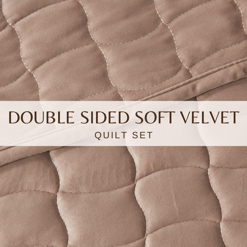 greatbayhome Quilts & Comforters Velvet Box-Stitched Quilt Set - Vivica Collection Velvet Box-Stitched Quilt Set | Vivica Collection by Great Bay Home