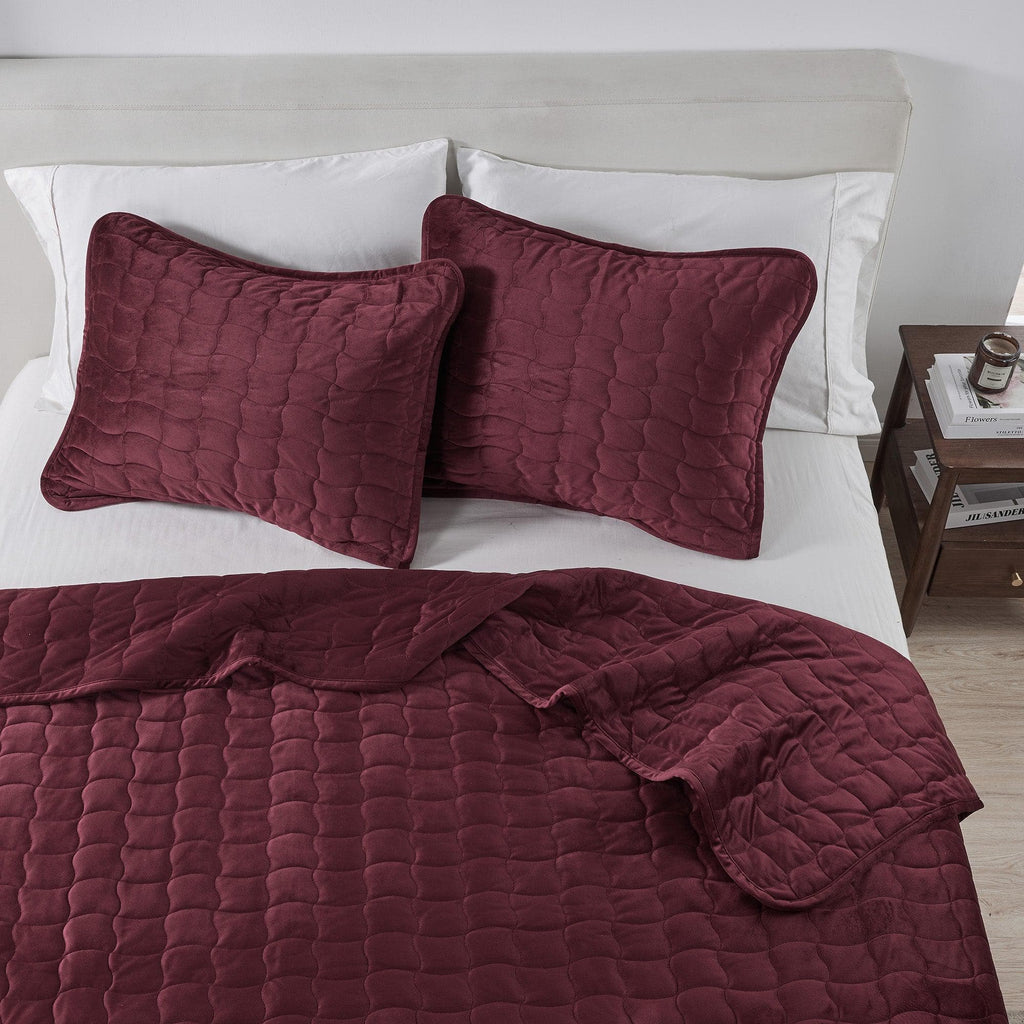 greatbayhome Quilts & Comforters Velvet Box-Stitched Quilt Set - Vivica Collection Velvet Box-Stitched Quilt Set | Vivica Collection by Great Bay Home