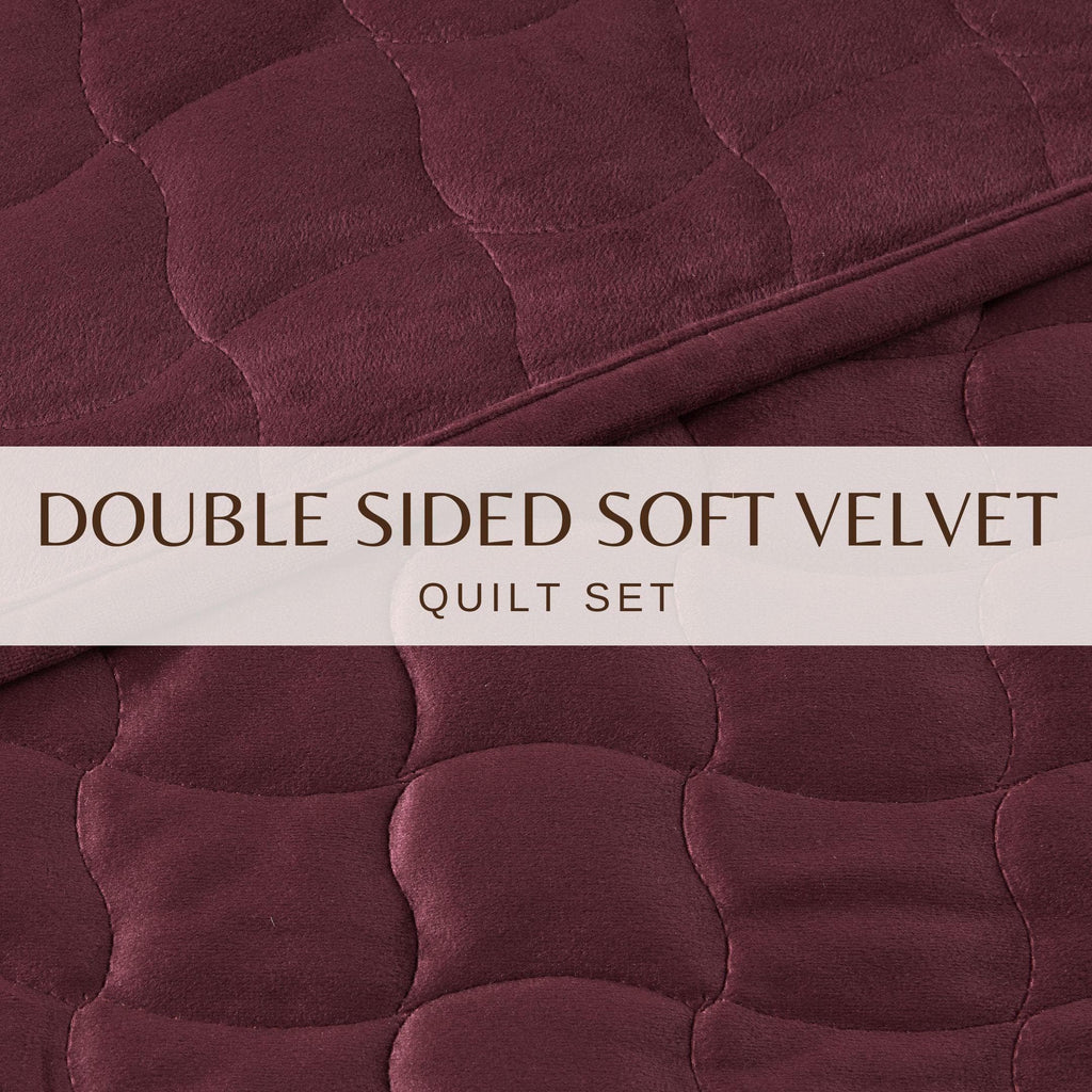 greatbayhome Quilts & Comforters Velvet Box-Stitched Quilt Set - Vivica Collection Velvet Box-Stitched Quilt Set | Vivica Collection by Great Bay Home