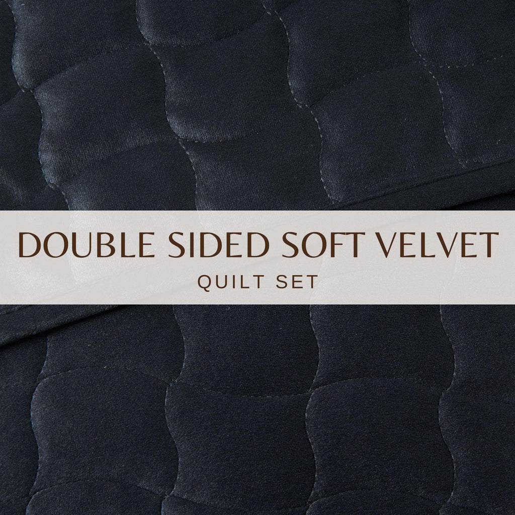 greatbayhome Quilts & Comforters Velvet Box-Stitched Quilt Set - Vivica Collection Velvet Box-Stitched Quilt Set | Vivica Collection by Great Bay Home