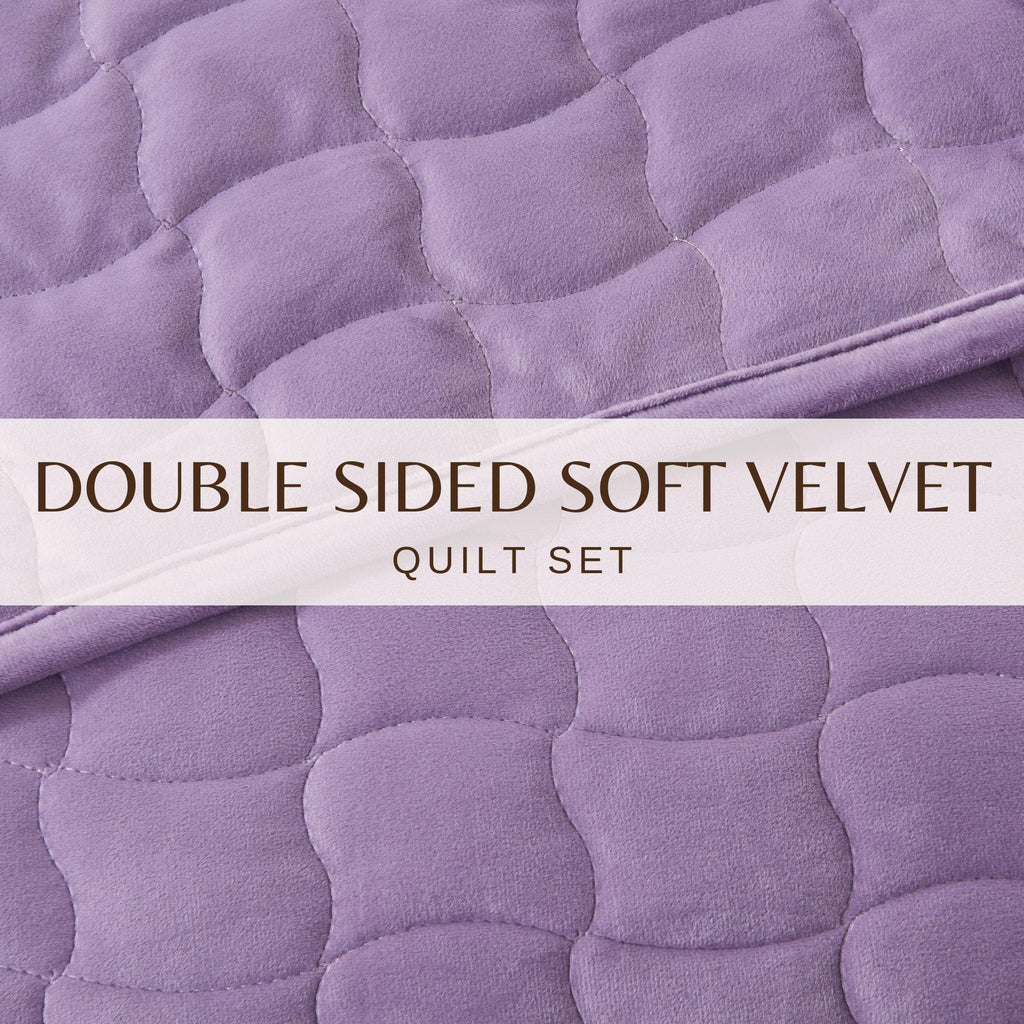 greatbayhome Quilts & Comforters Velvet Box-Stitched Quilt Set - Vivica Collection Velvet Box-Stitched Quilt Set | Vivica Collection by Great Bay Home