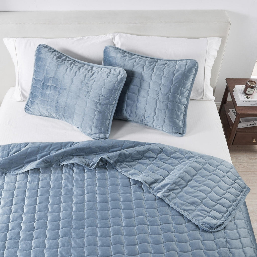 greatbayhome Quilts & Comforters Velvet Box-Stitched Quilt Set - Vivica Collection Velvet Box-Stitched Quilt Set | Vivica Collection by Great Bay Home