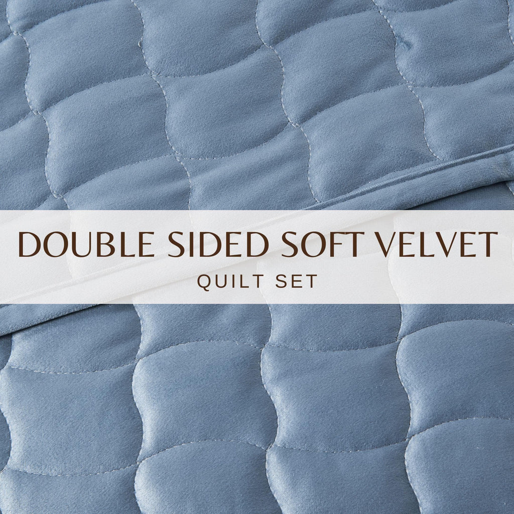 greatbayhome Quilts & Comforters Velvet Box-Stitched Quilt Set - Vivica Collection Velvet Box-Stitched Quilt Set | Vivica Collection by Great Bay Home