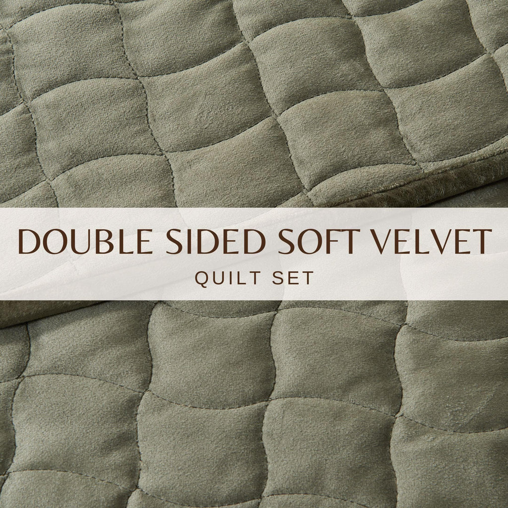 greatbayhome Quilts & Comforters Velvet Box-Stitched Quilt Set - Vivica Collection Velvet Box-Stitched Quilt Set | Vivica Collection by Great Bay Home