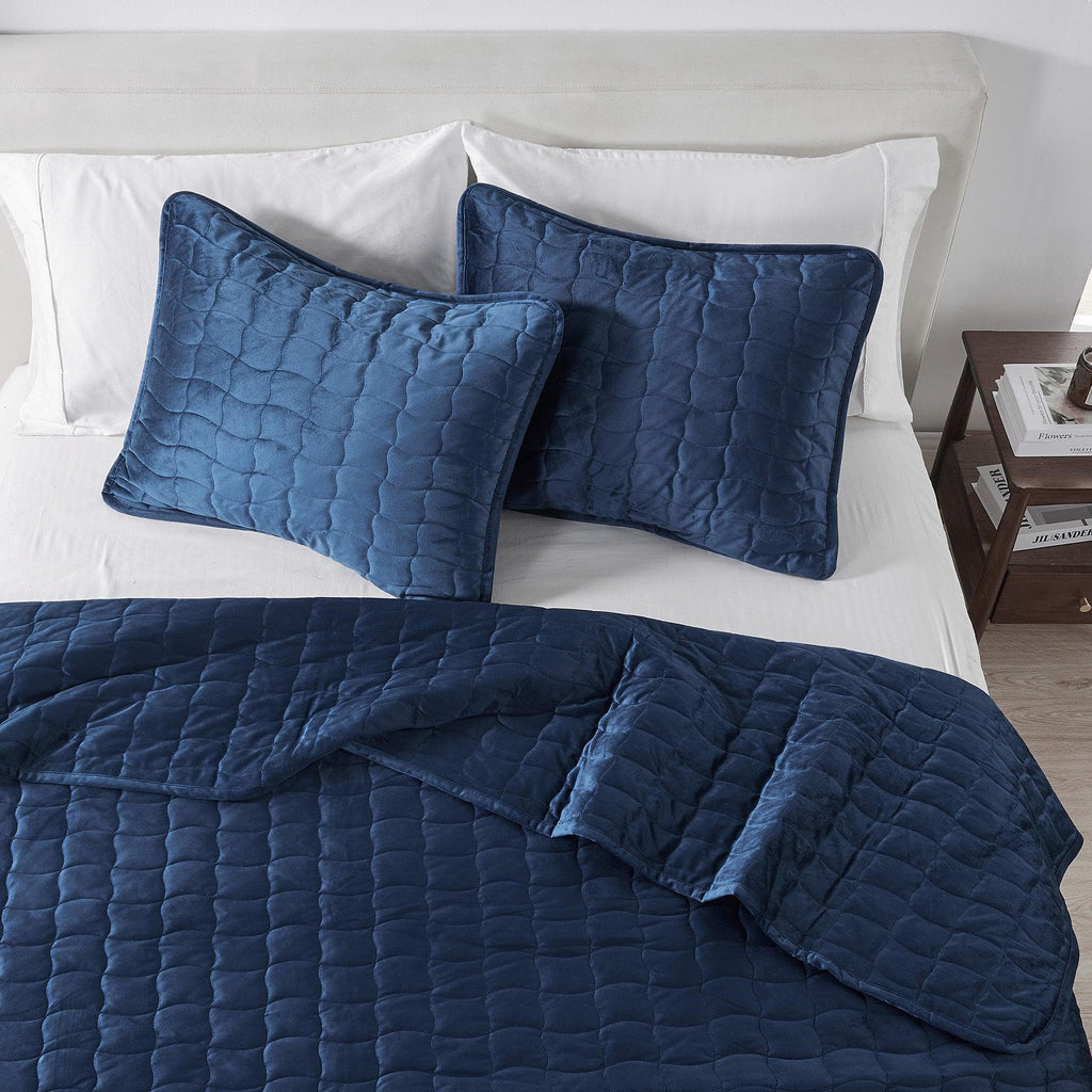 greatbayhome Quilts & Comforters Velvet Box-Stitched Quilt Set - Vivica Collection Velvet Box-Stitched Quilt Set | Vivica Collection by Great Bay Home