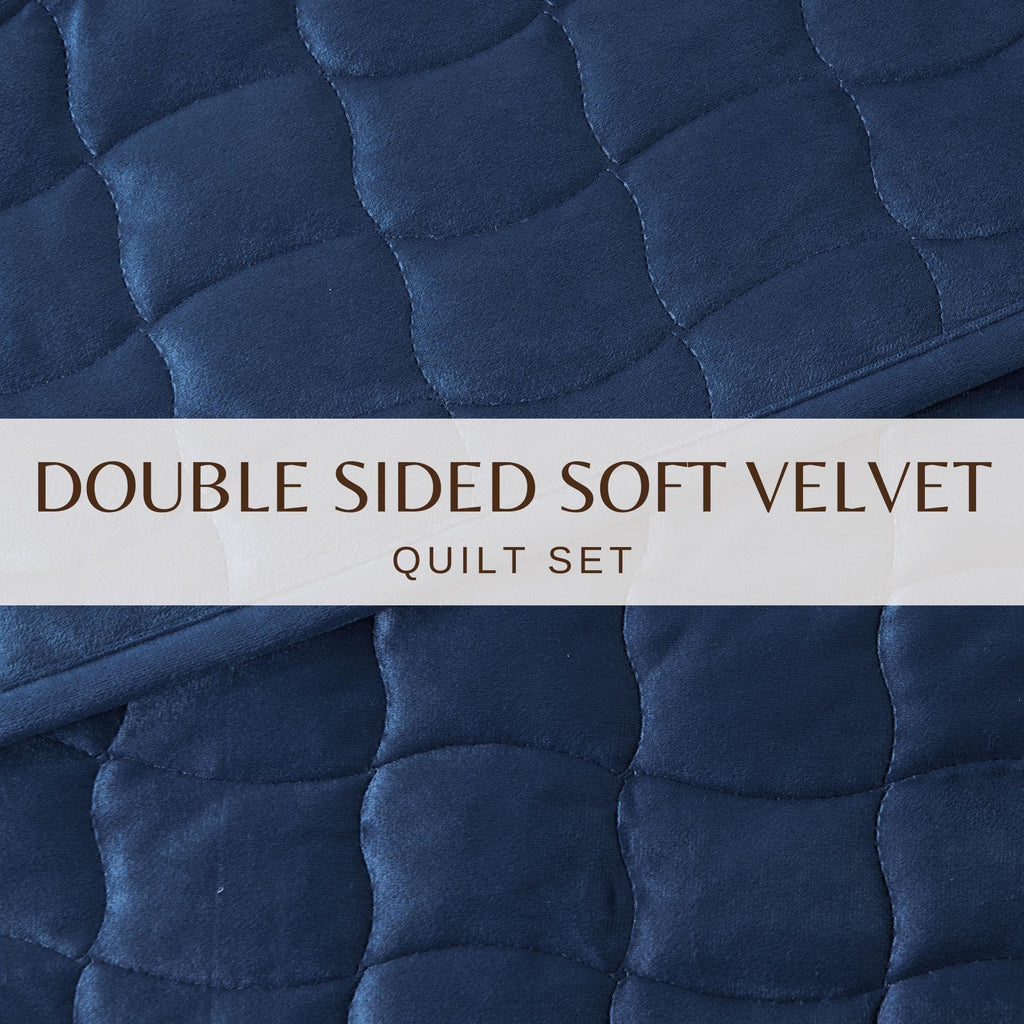 greatbayhome Quilts & Comforters Velvet Box-Stitched Quilt Set - Vivica Collection Velvet Box-Stitched Quilt Set | Vivica Collection by Great Bay Home