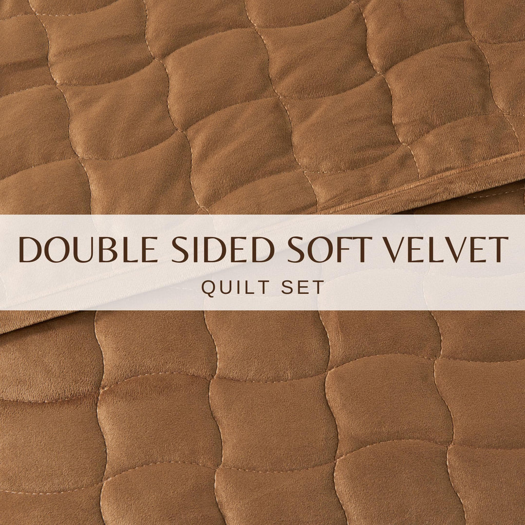 greatbayhome Quilts & Comforters Velvet Box-Stitched Quilt Set - Vivica Collection Velvet Box-Stitched Quilt Set | Vivica Collection by Great Bay Home