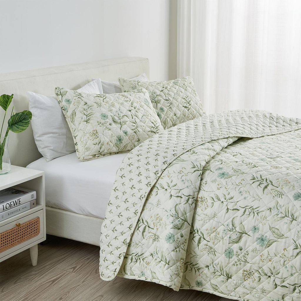 greatbayhome Quilts & Comfortors Floral Printed Microfiber Quilt Set | Glyndora Collection by Great Bay Home Floral Printed Microfiber Quilt Set | Glyndora Collection by Great Bay Home