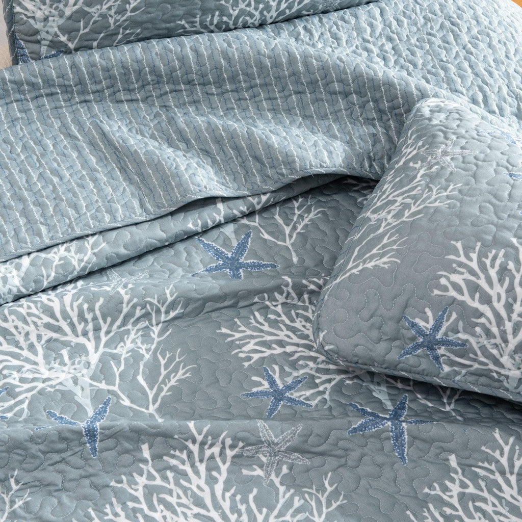 greatbayhome Quilts Coral & Starfish Quilt Set - Fenwick Collection Fenwick Collection Coastal Quilt Set | Great Bay Home