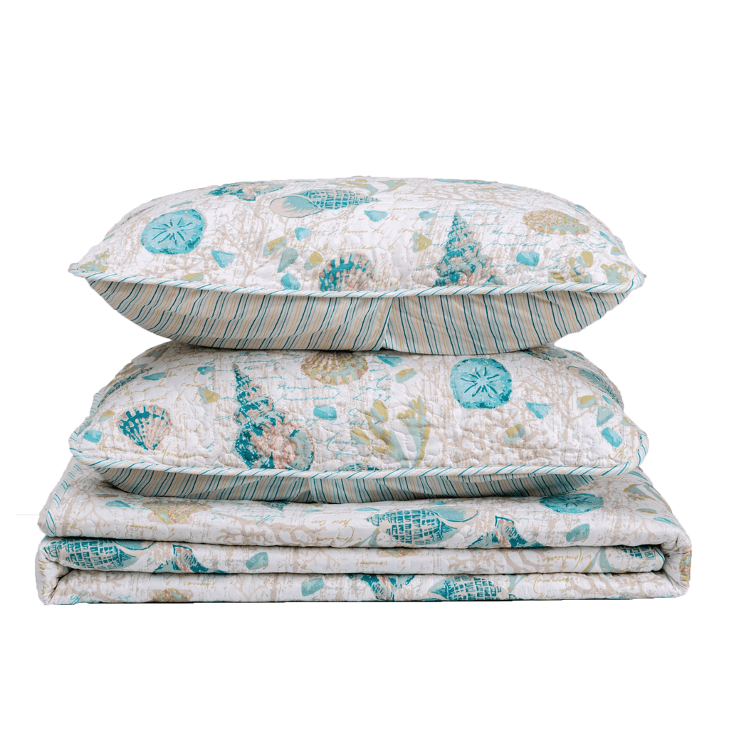 greatbayhome Quilts Seashell & Coral Quilt Set - Westsands Collection Westsands Collection Coastal Quilt Set | Great Bay Home