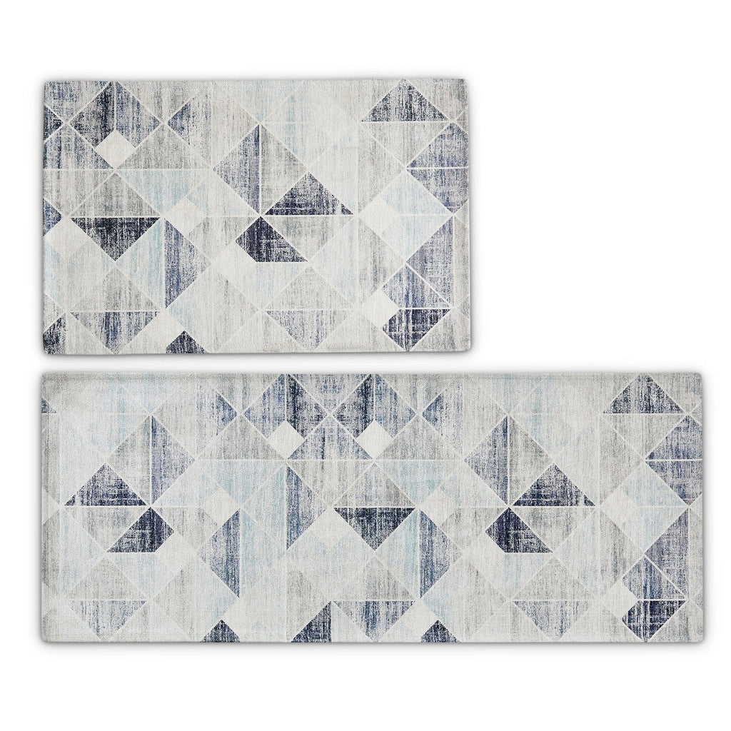 greatbayhome Rugs 20" x 30" & 20" x 50" / Grey 2 Pack Modern Geometric Washable Accent Rug | Cordoba Collection by Great Bay Home 2 Pack Modern Geometric Washable Accent Rug | Cordoba Collection by Great Bay Home
