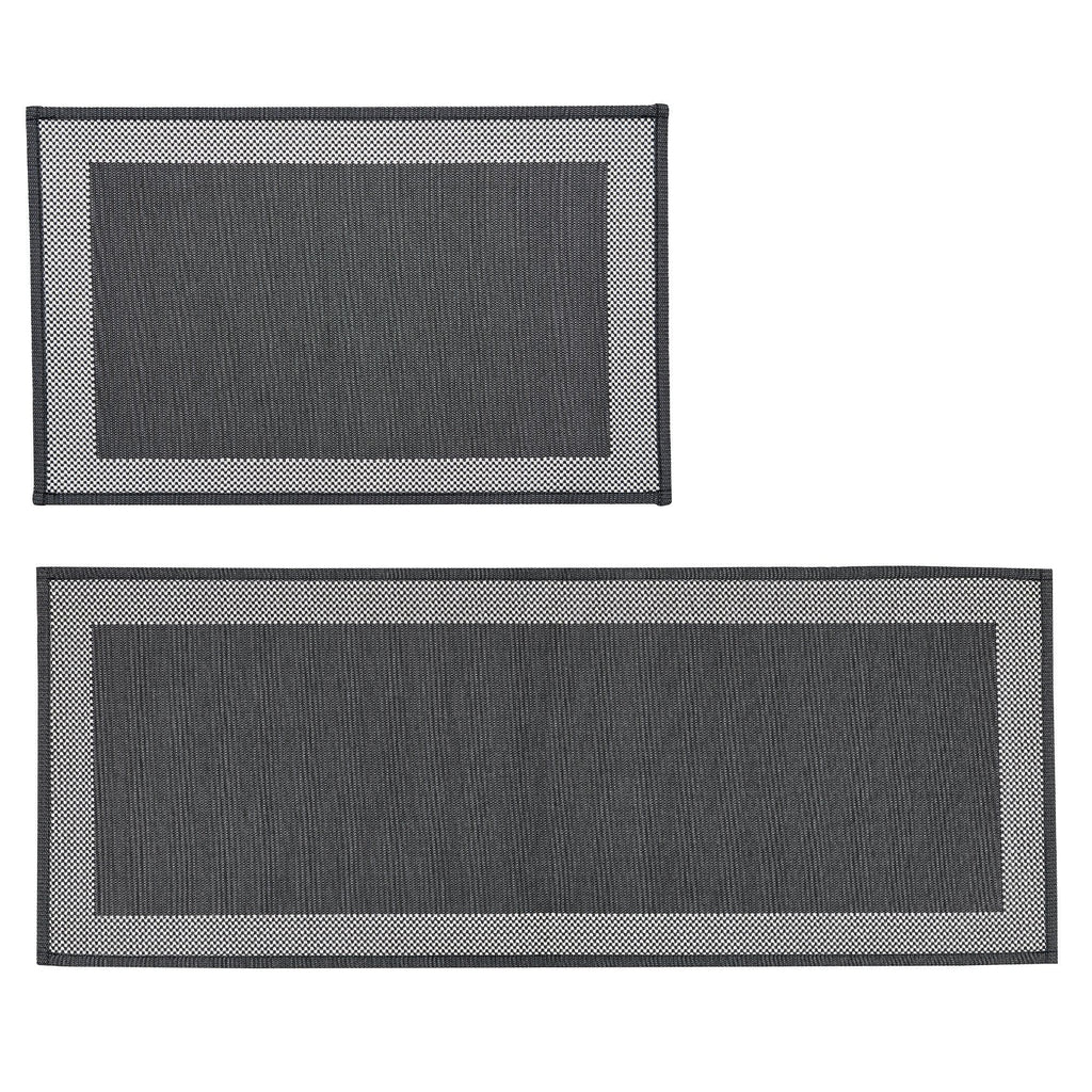 greatbayhome Rugs 20" x 30" & 20" x 50" (2 Pack) / Black 2 Pack Woven Textured Machine Washable Accent Area Rug & Runner - Marlena Collection 2 Pack Woven Textured Machine Washable Accent Area Rug & Runner | Marlena Collection by Great Bay Home