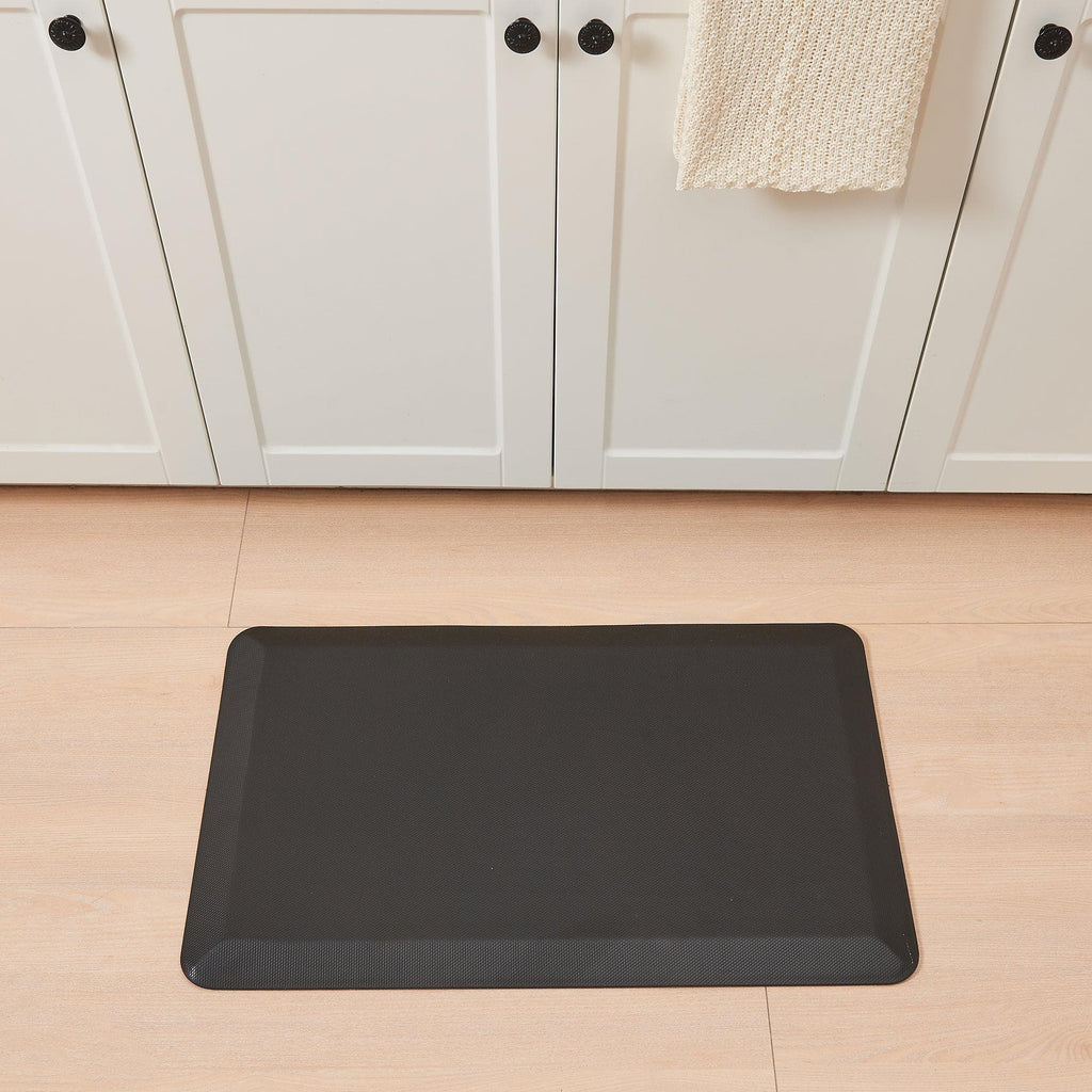 greatbayhome Rugs 1'8" x 3'2" / Black Cushioned Anti-Fatigue Standing Kitchen Mat Cushioned Anti-Fatigue Standing Kitchen Mat | Kylie Collection by Great Bay Home