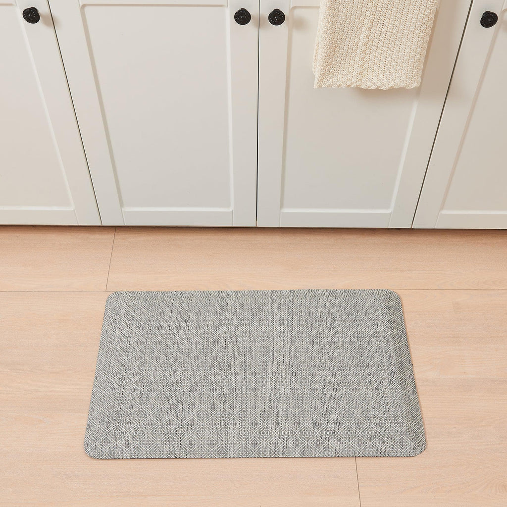 greatbayhome Rugs 1'8" x 3'2" / Geometric Grey Cushioned Textured Anti-Fatigue Standing Kitchen Mat Cushioned Textured Anti-Fatigue Standing Kitchen Mat | Cayden Collection by Great Bay Home