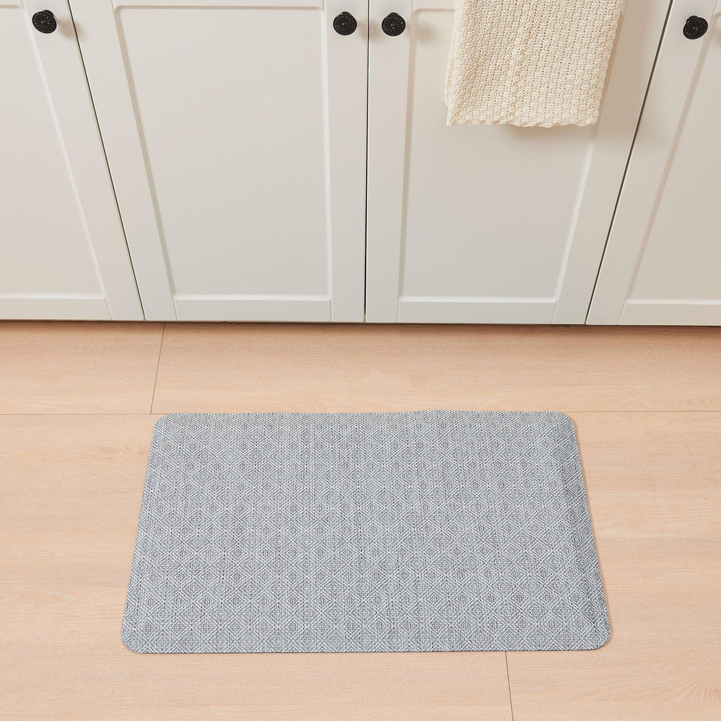 greatbayhome Rugs 1'8" x 3'2" / Geometric Blue Cushioned Textured Anti-Fatigue Standing Kitchen Mat Cushioned Textured Anti-Fatigue Standing Kitchen Mat | Cayden Collection by Great Bay Home