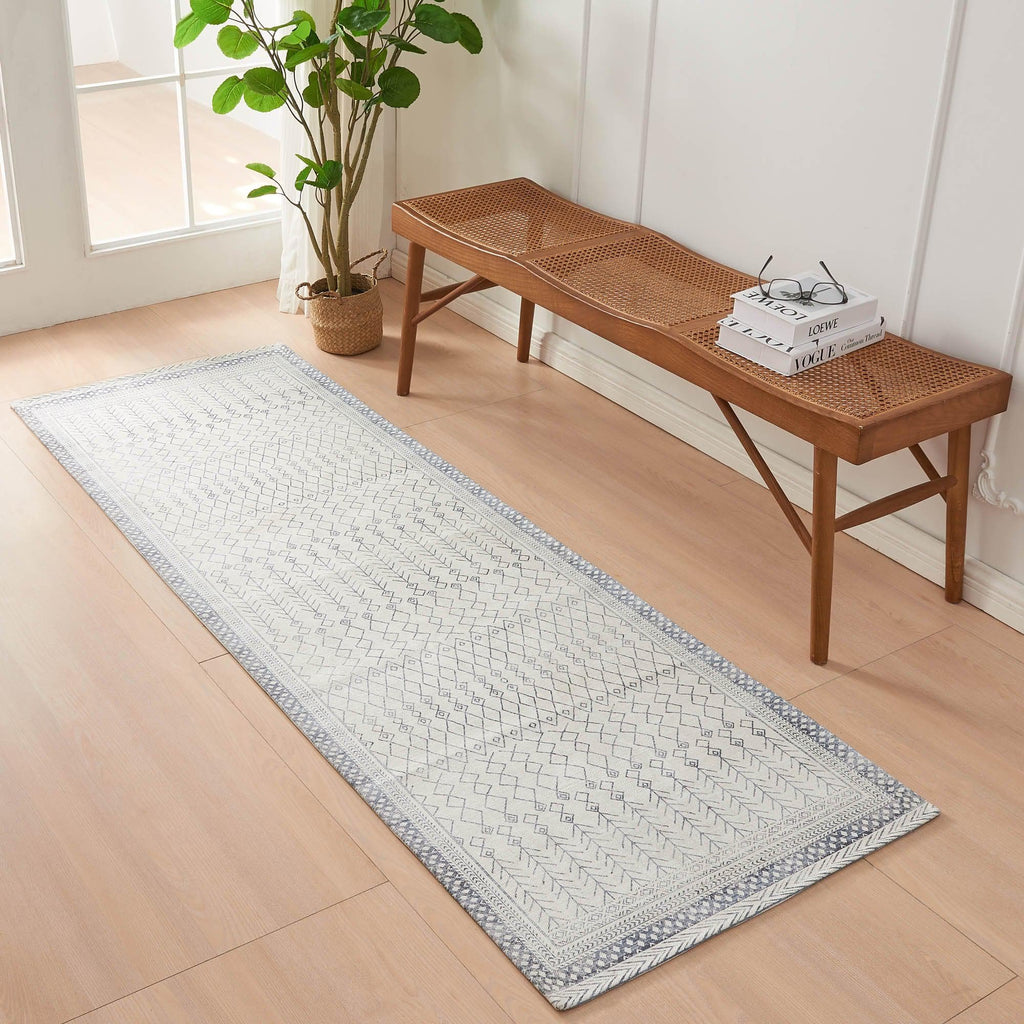 greatbayhome Rugs 2'4" x 7' / Grey Distressed Moroccan Machine Washable Accent Area Rug & Runner - Neve Collection Distressed Moroccan Tribal Washable Accent Runner 2'4" x 7' | Neve Collection by Great Bay Home