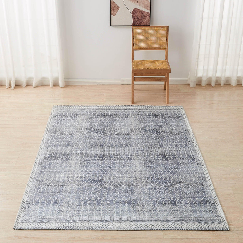 greatbayhome Rugs 5’ x 7’ / Blue Distressed Moroccan Machine Washable Accent Area Rug & Runner - Neve Collection Distressed Moroccan Tribal Washable Accent Area Rug 5' x7' | Neve Collection by Great Bay Home