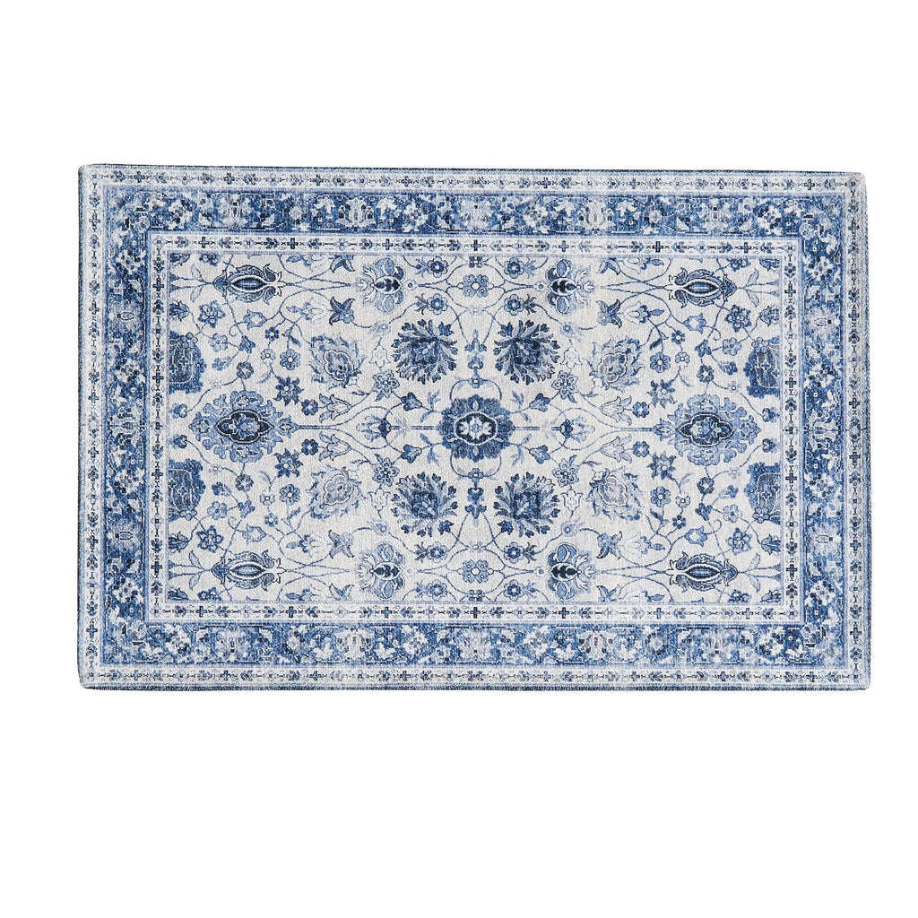 greatbayhome Rugs 60" x 84" / Blue Floral Washable Accent Area Rug 5' x7' | Matra Collection by Great Bay Home Floral Washable Accent Area Rug 5' x7' | Matra Collection by Great Bay Home
