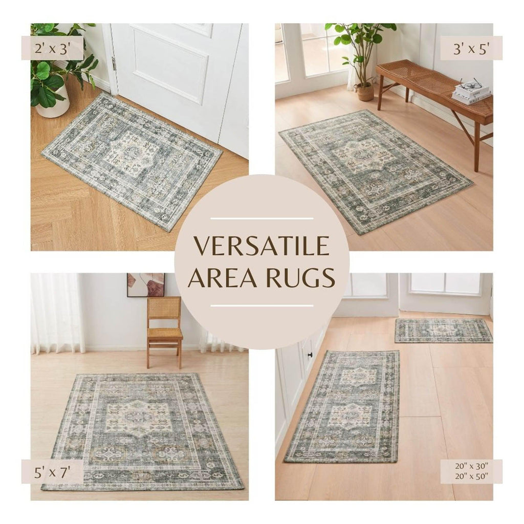 greatbayhome Rugs Medallion Machine Washable Accent Area Rug & Runner - Nava Collection Medallion Washable Accent Rug 2' x 3'| Nava Collection by Great Bay Home