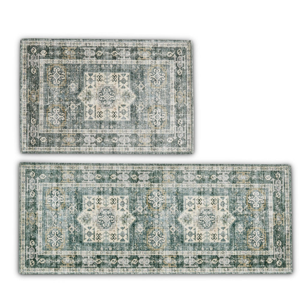 greatbayhome Rugs Medallion Machine Washable Accent Area Rug & Runner - Nava Collection 2 Pack Medallion Washable Accent Area Rug & Runner | Nava Collection by Great Bay Home