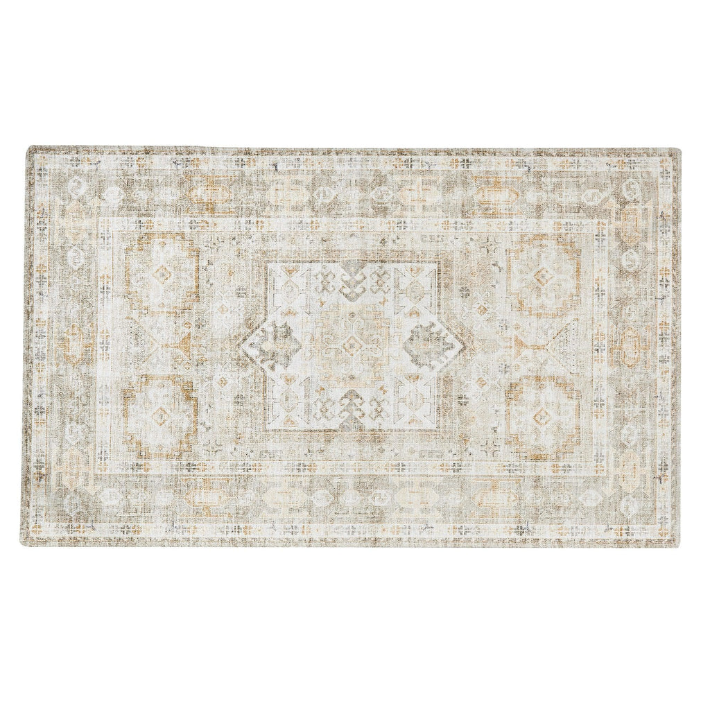 greatbayhome Rugs 36" x 60" / Tan Medallion Washable Accent Area Rug 3' x 5' | Nava Collection by Great Bay Home Medallion Washable Accent Area Rug 3' x 5' | Nava Collection by Great Bay Home