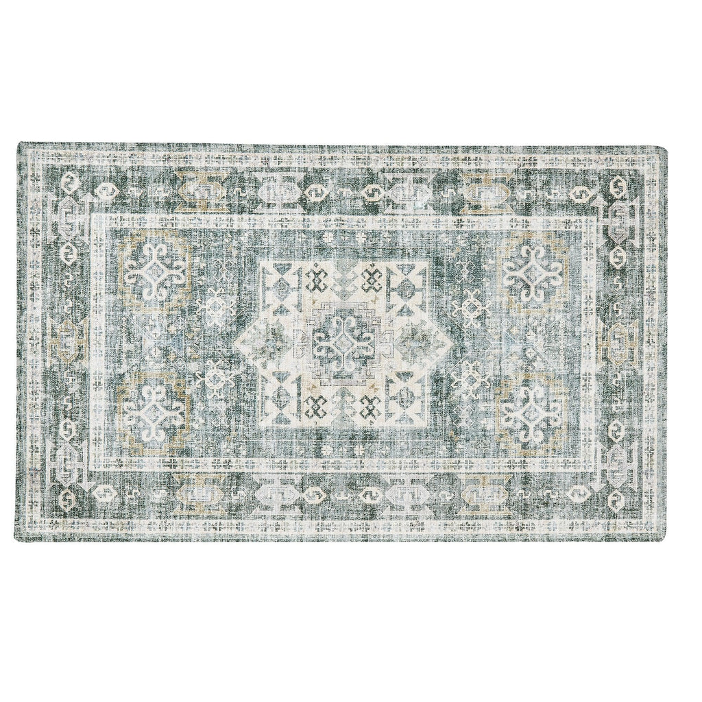 greatbayhome Rugs 36" x 60" / Green Medallion Washable Accent Area Rug 3' x 5' | Nava Collection by Great Bay Home Medallion Washable Accent Area Rug 3' x 5' | Nava Collection by Great Bay Home