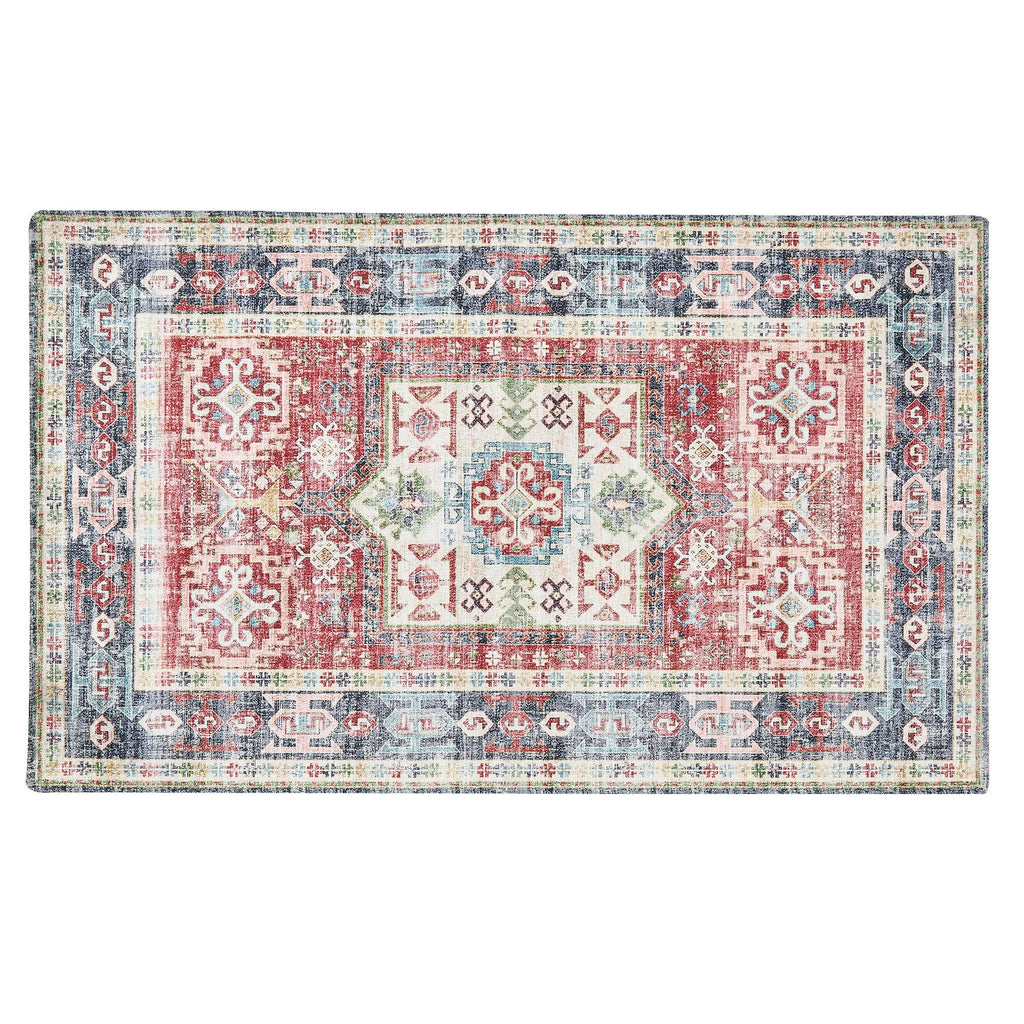 greatbayhome Rugs 36" x 60" / Red Medallion Washable Accent Area Rug 3' x 5' | Nava Collection by Great Bay Home Medallion Washable Accent Area Rug 3' x 5' | Nava Collection by Great Bay Home