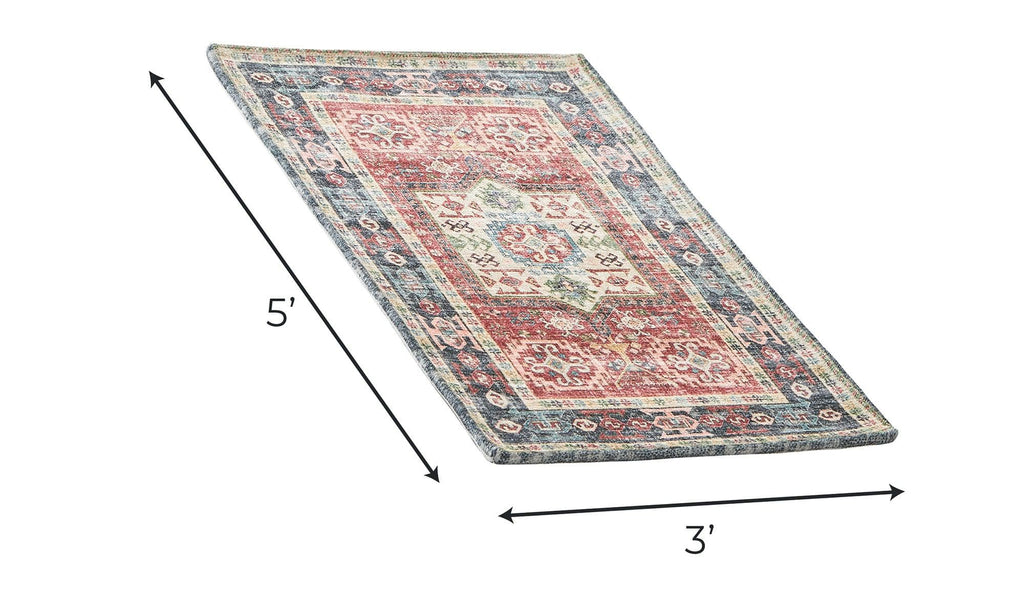 greatbayhome Rugs Medallion Washable Accent Area Rug 3' x 5' | Nava Collection by Great Bay Home Medallion Washable Accent Area Rug 3' x 5' | Nava Collection by Great Bay Home
