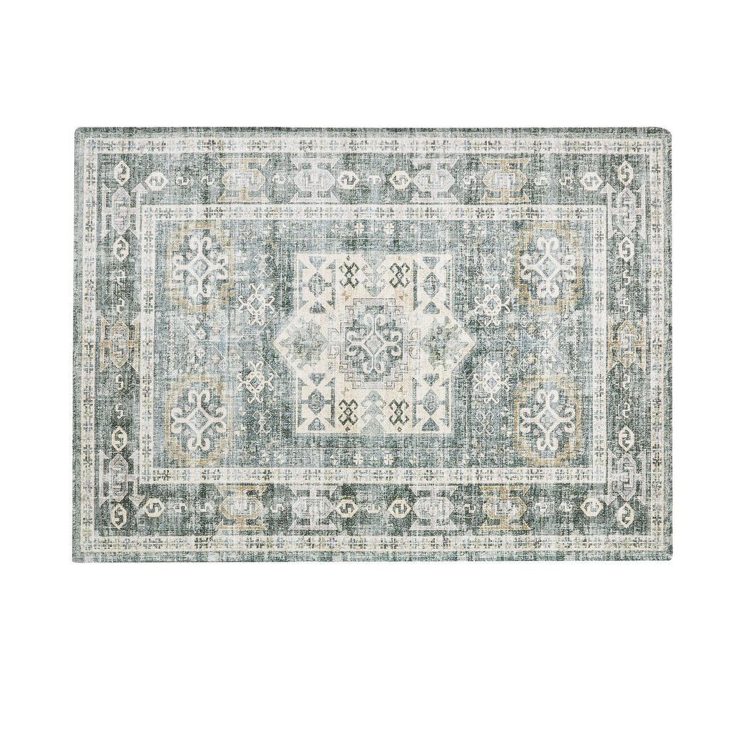greatbayhome Rugs 60" x 84" / Green Medallion Washable Accent Area Rug 5' x7' | Nava Collection by Great Bay Home Medallion Washable Accent Area Rug 5' x7' | Nava Collection by Great Bay Home