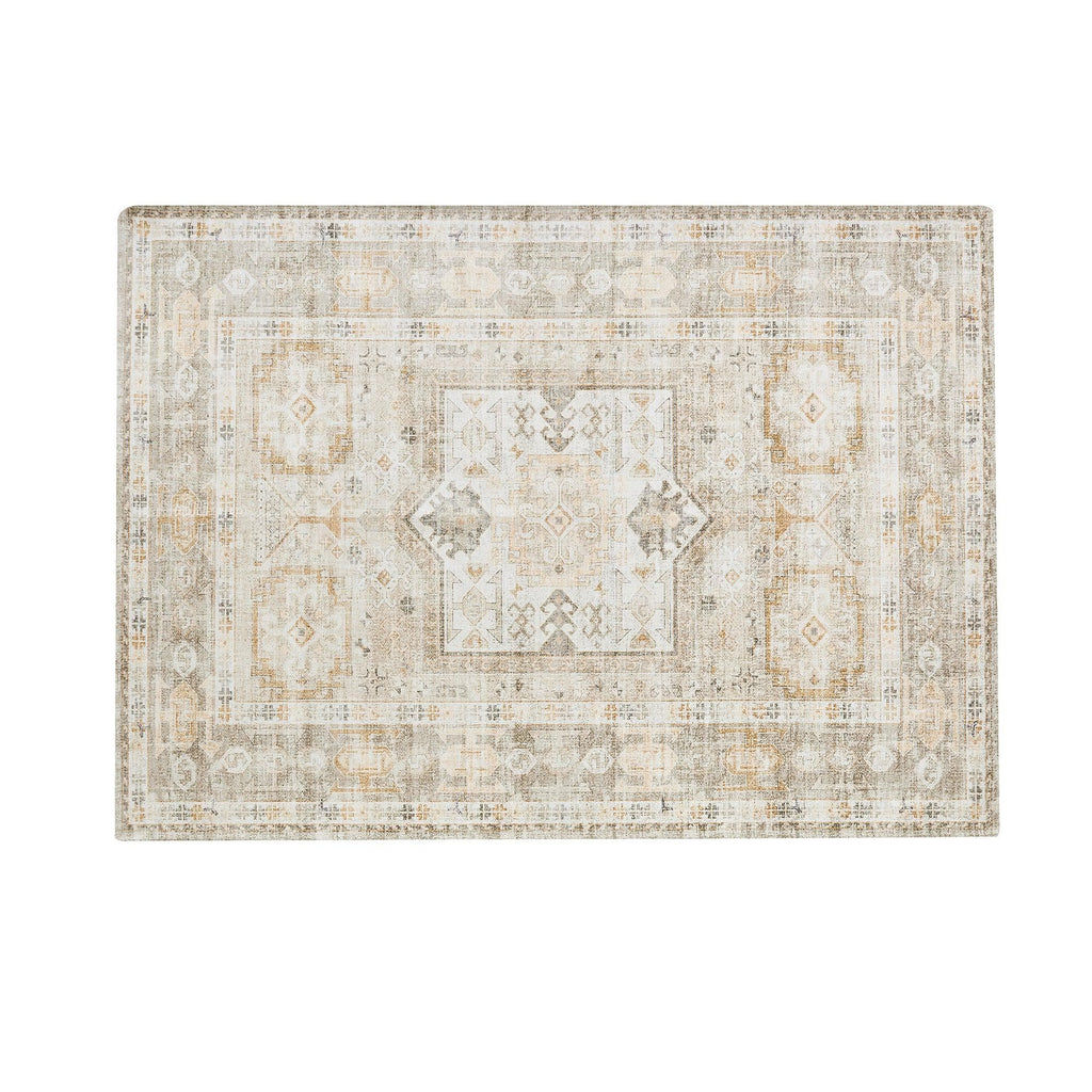 greatbayhome Rugs 60" x 84" / Tan Medallion Washable Accent Area Rug 5' x7' | Nava Collection by Great Bay Home Medallion Washable Accent Area Rug 5' x7' | Nava Collection by Great Bay Home