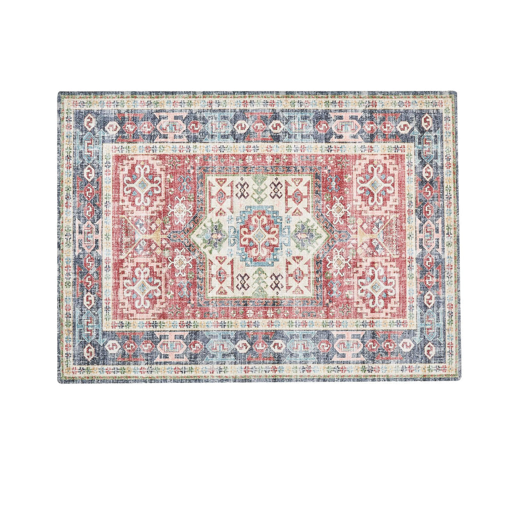 greatbayhome Rugs 60" x 84" / Red Medallion Washable Accent Area Rug 5' x7' | Nava Collection by Great Bay Home Medallion Washable Accent Area Rug 5' x7' | Nava Collection by Great Bay Home