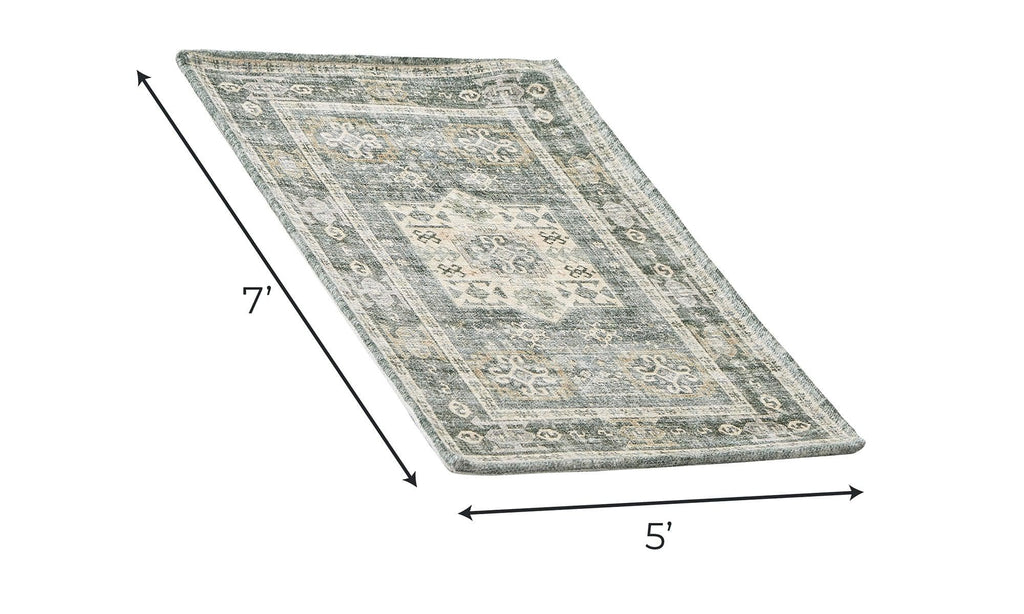 greatbayhome Rugs Medallion Washable Accent Area Rug 5' x7' | Nava Collection by Great Bay Home Medallion Washable Accent Area Rug 5' x7' | Nava Collection by Great Bay Home